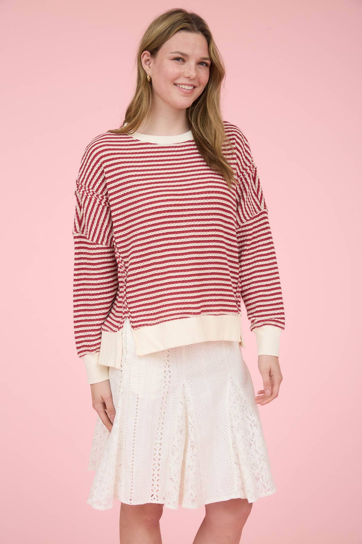 Black striped Raw Hem