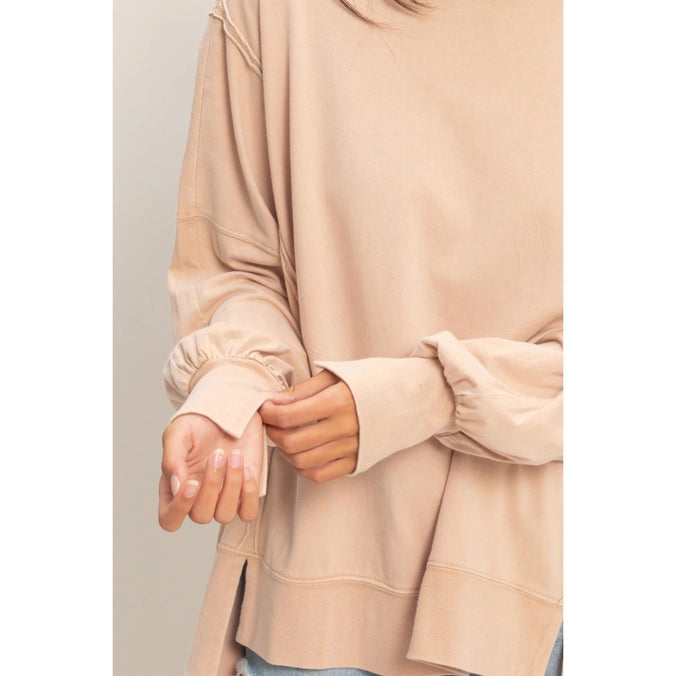 Oversized Long Sleeve Top with Seam Detail
