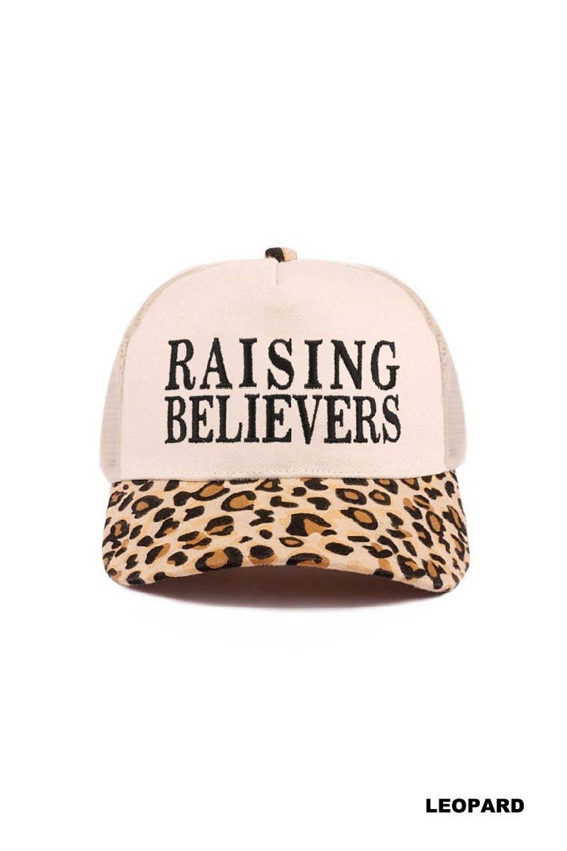 Raising Believers Two Tone Mesh Snapback Hat: LEOPARD / 1(ONE SIZE)