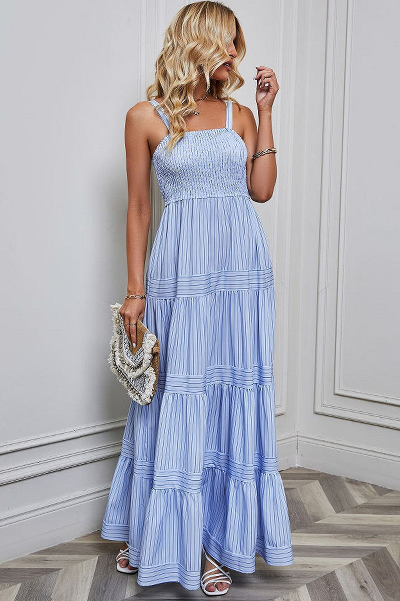 Sleeveless Tank Top Striped Maxi Dress