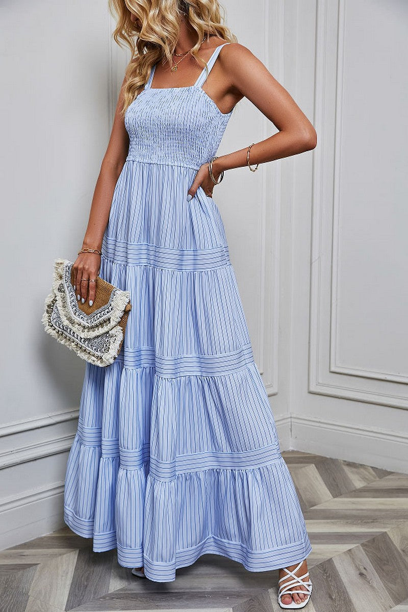 Sleeveless Tank Top Striped Maxi Dress