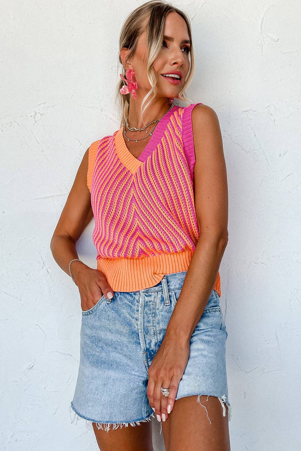 2 Tone Knit VNeck-TPT