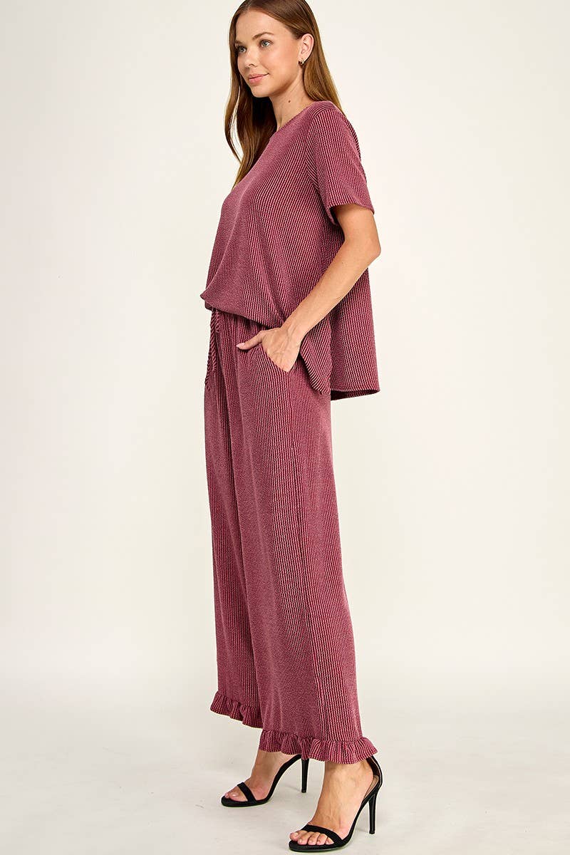 Solid Curly Rib Set: RUBY