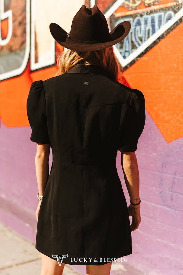 Black Button Down Corset Puff Sleeve RompeR