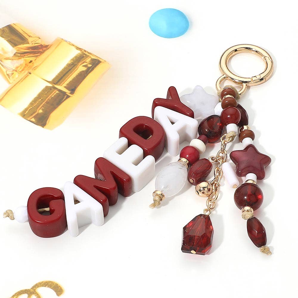 GAMEDAY Star Beads Beaded Drop Keychain Bag Charm: Black,Burgundy,Gold