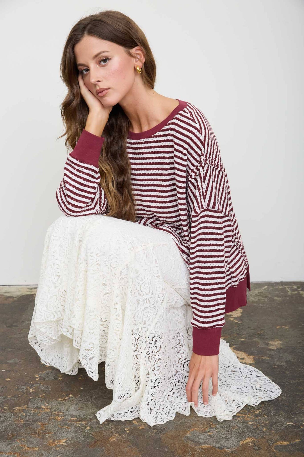 Black striped Raw Hem