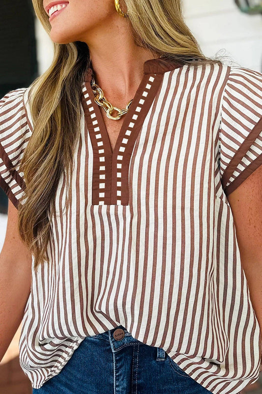Khaki Stripe Blouse - CN