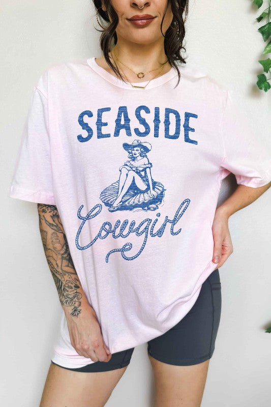 SEASIDE COWGIRL WESTERN OVERSIZED GRAPHIC TEE