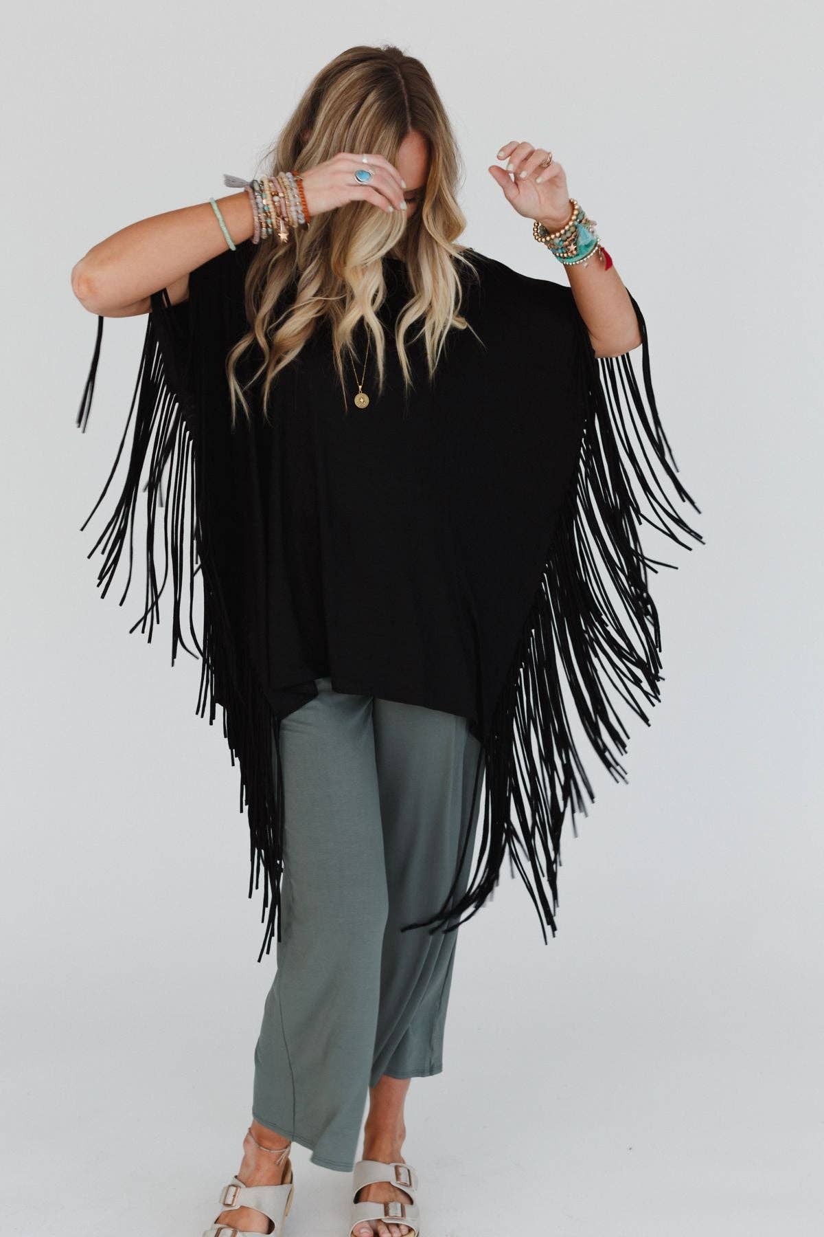 Western Showstopper Fringe Top - Black
