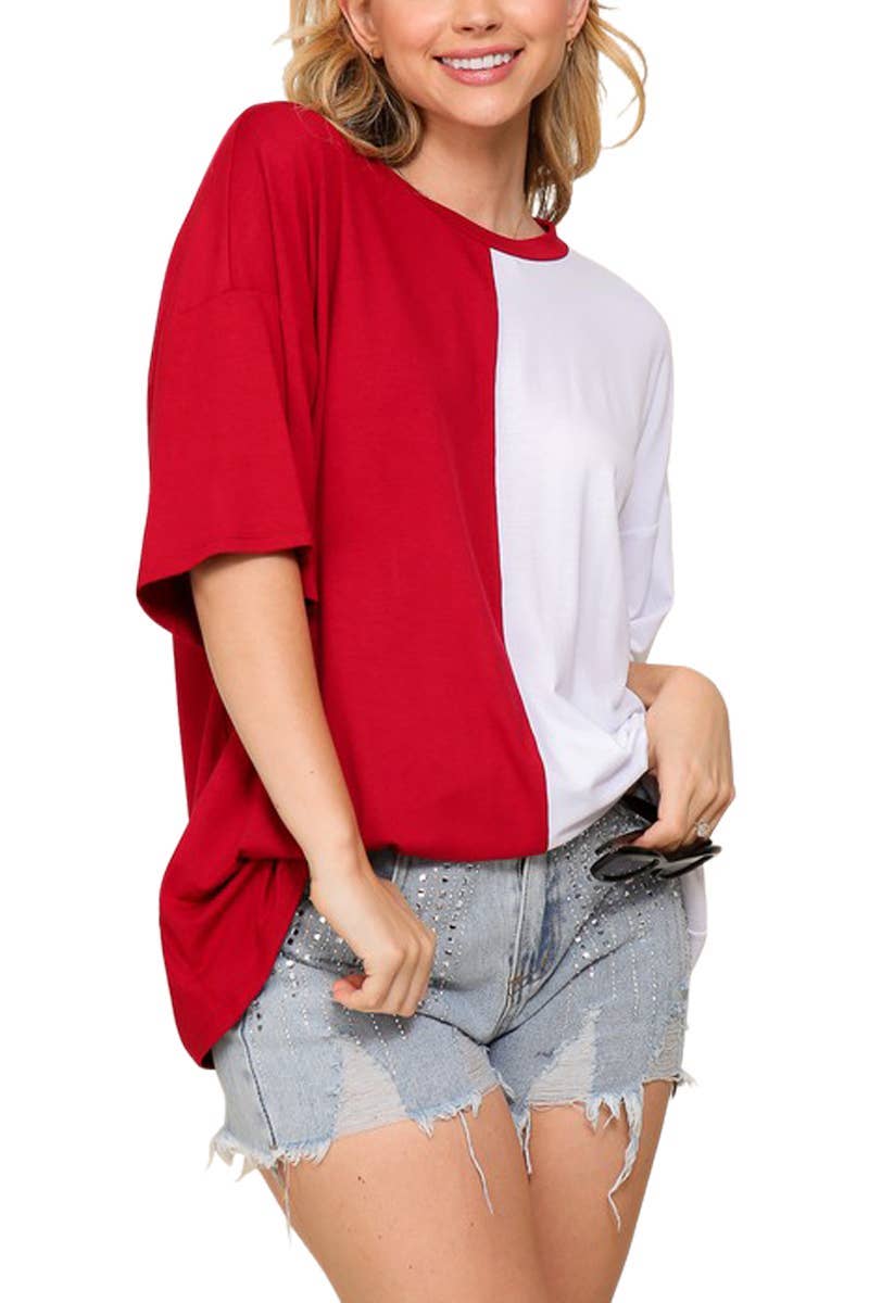 Game Day Multi Color Knit Top: PURPLE/YELLOW