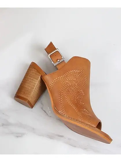 Side Embroidery Open Cutout Sandal Bootie