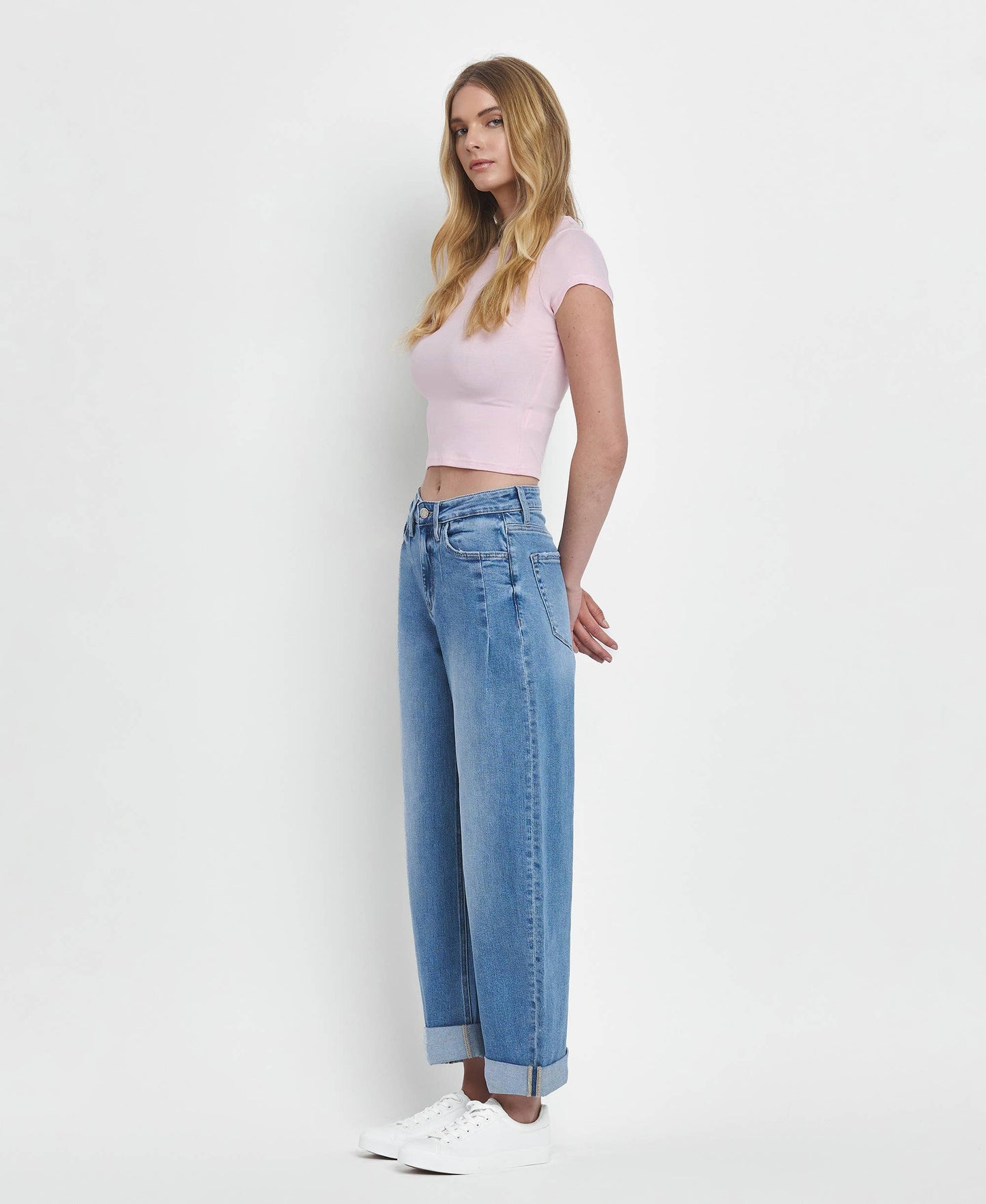 SUPER HIGH RISE DOUBLE CUFFED BARREL JEANS  WIND SANP