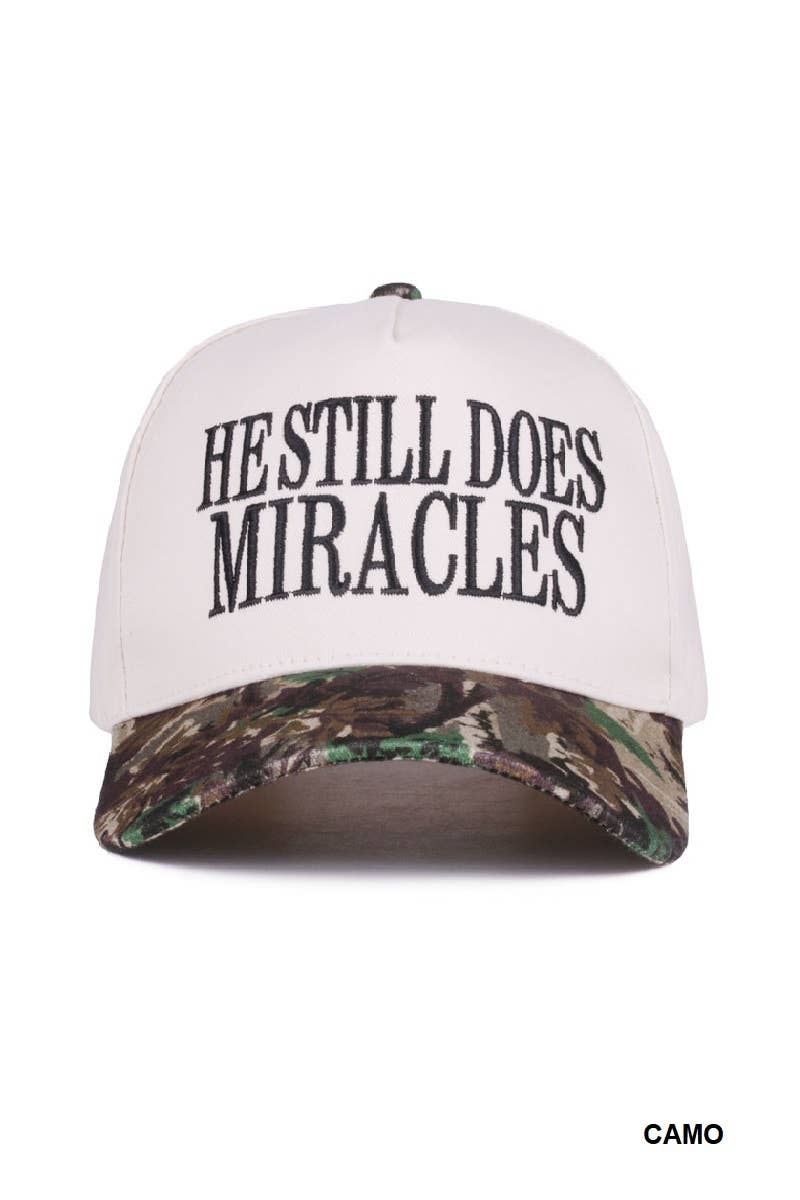 He Still Does Miracles Two Tone Canvas Cotton Cap: CAMO / 1(ONE SIZE)
