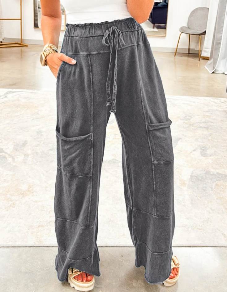Mineral Wash Raw Hem Pants