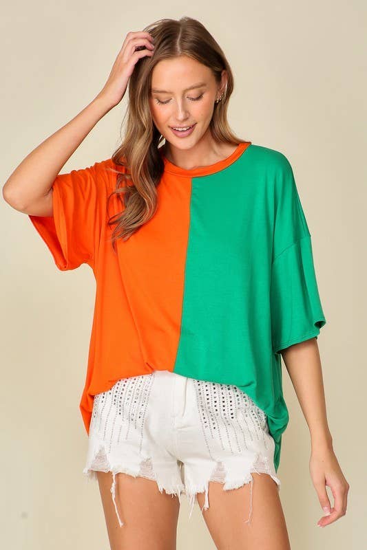 Game Day Multi Color Knit Top: PURPLE/YELLOW