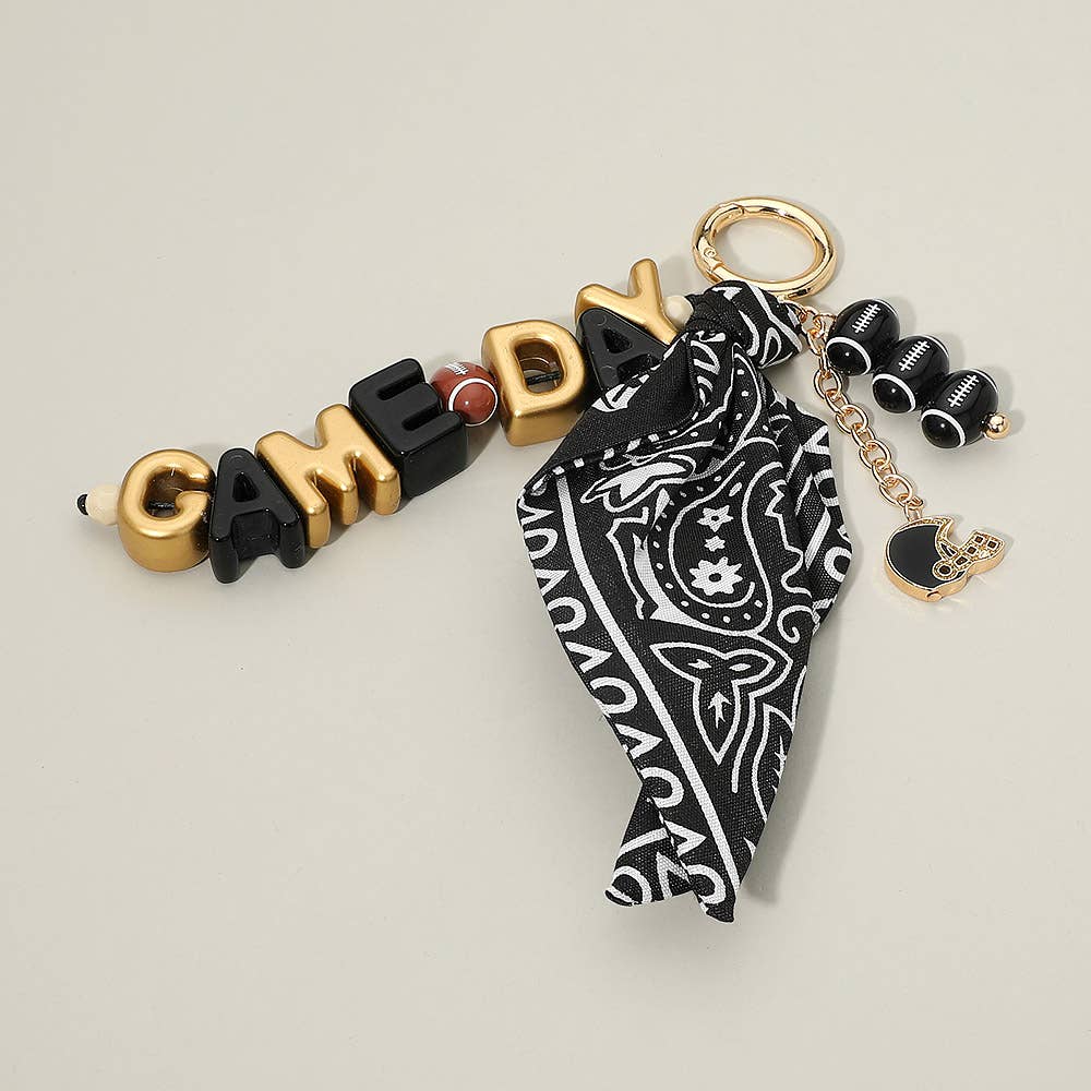 GAMEDAY Football Helmet Charm Bandana Fabric Scarf Keychain Bag Charm: Burgundy,White