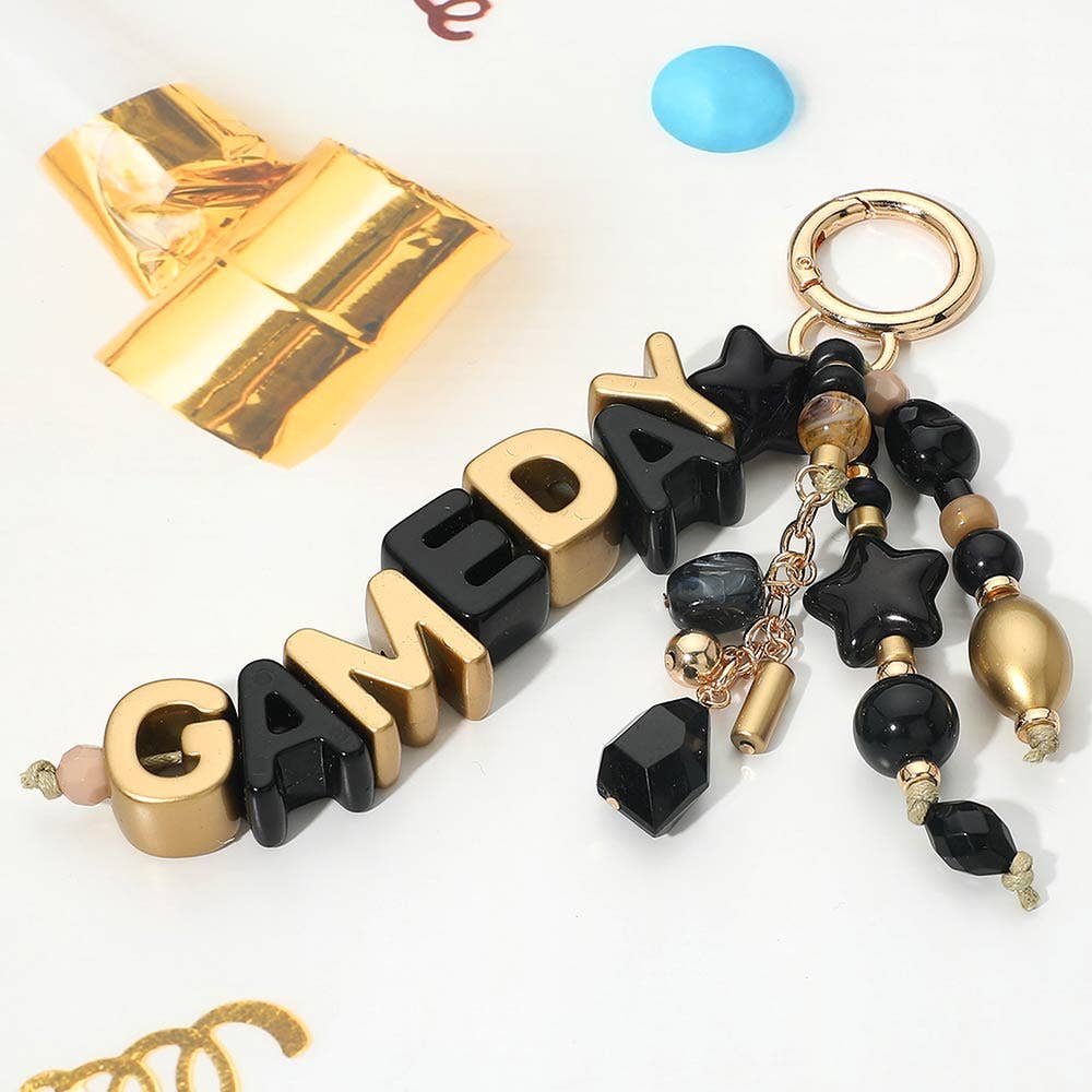 GAMEDAY Star Beads Beaded Drop Keychain Bag Charm: Gold,Purple ,Yellow