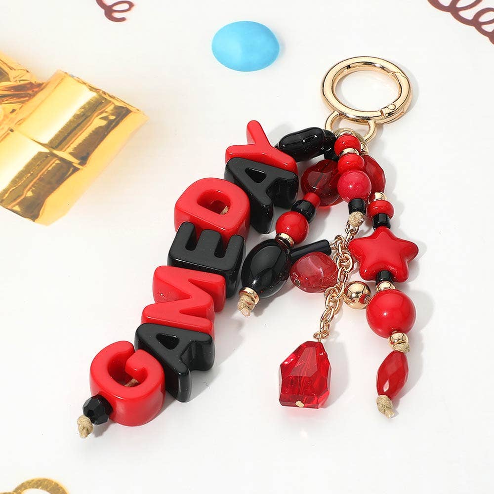 GAMEDAY Star Beads Beaded Drop Keychain Bag Charm: Black,Burgundy,Gold