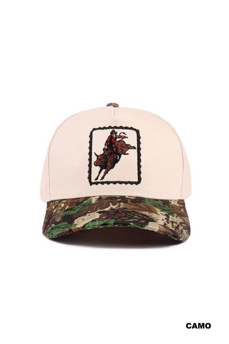 Cowboy Rodeo Two Tone Cotton Hat: CAMO / 1(ONE SIZE)