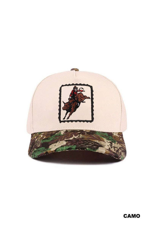 Cowboy Rodeo Two Tone Cotton Hat: CAMO / 1(ONE SIZE)