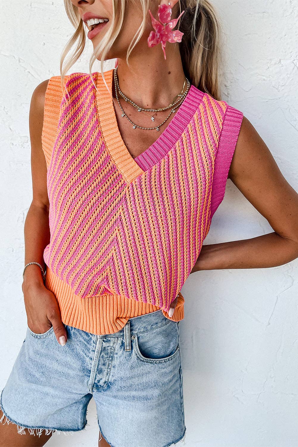 2 Tone Knit VNeck-TPT
