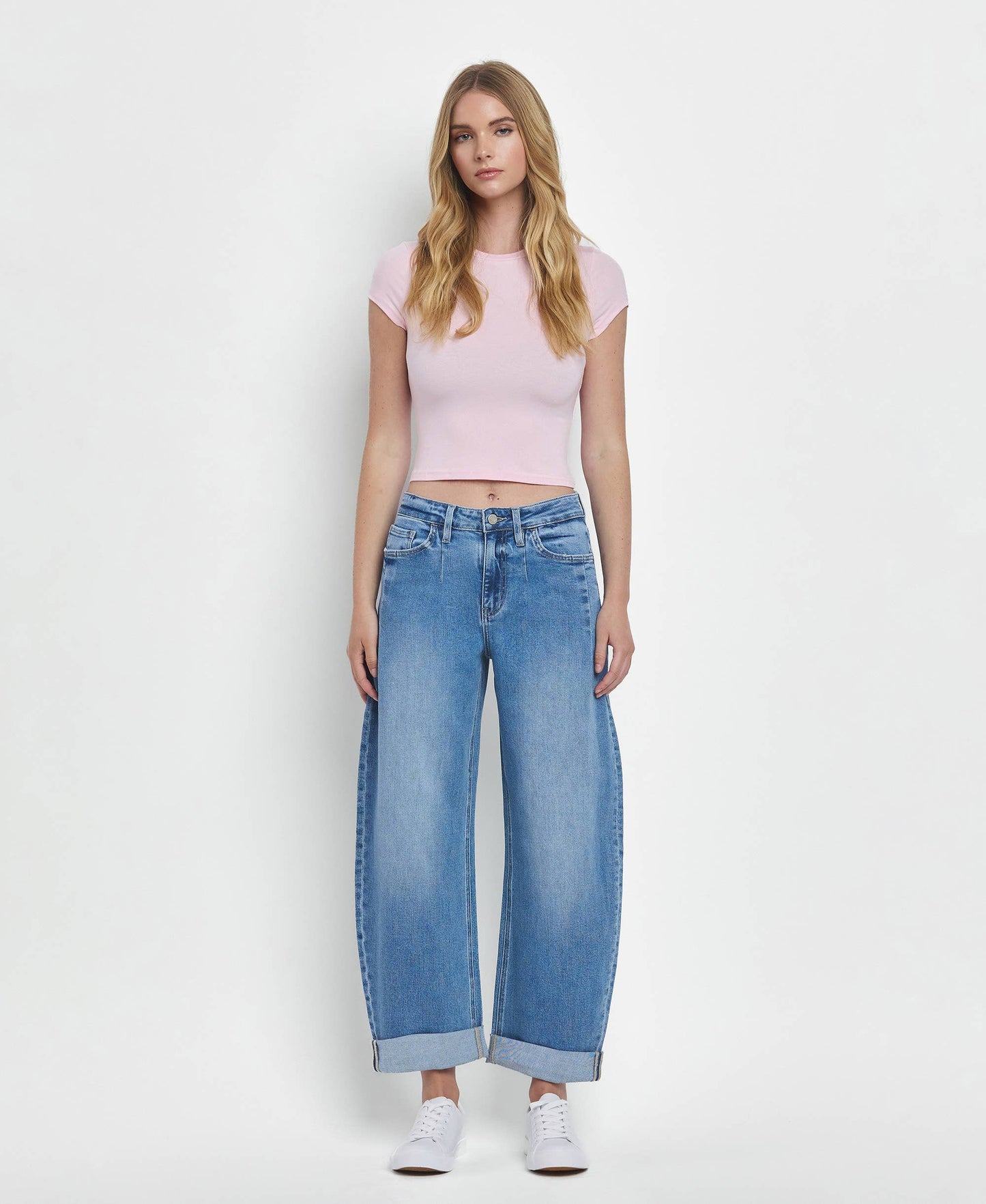 SUPER HIGH RISE DOUBLE CUFFED BARREL JEANS  WIND SANP