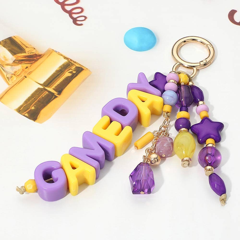 GAMEDAY Star Beads Beaded Drop Keychain Bag Charm: Black,Burgundy,Gold