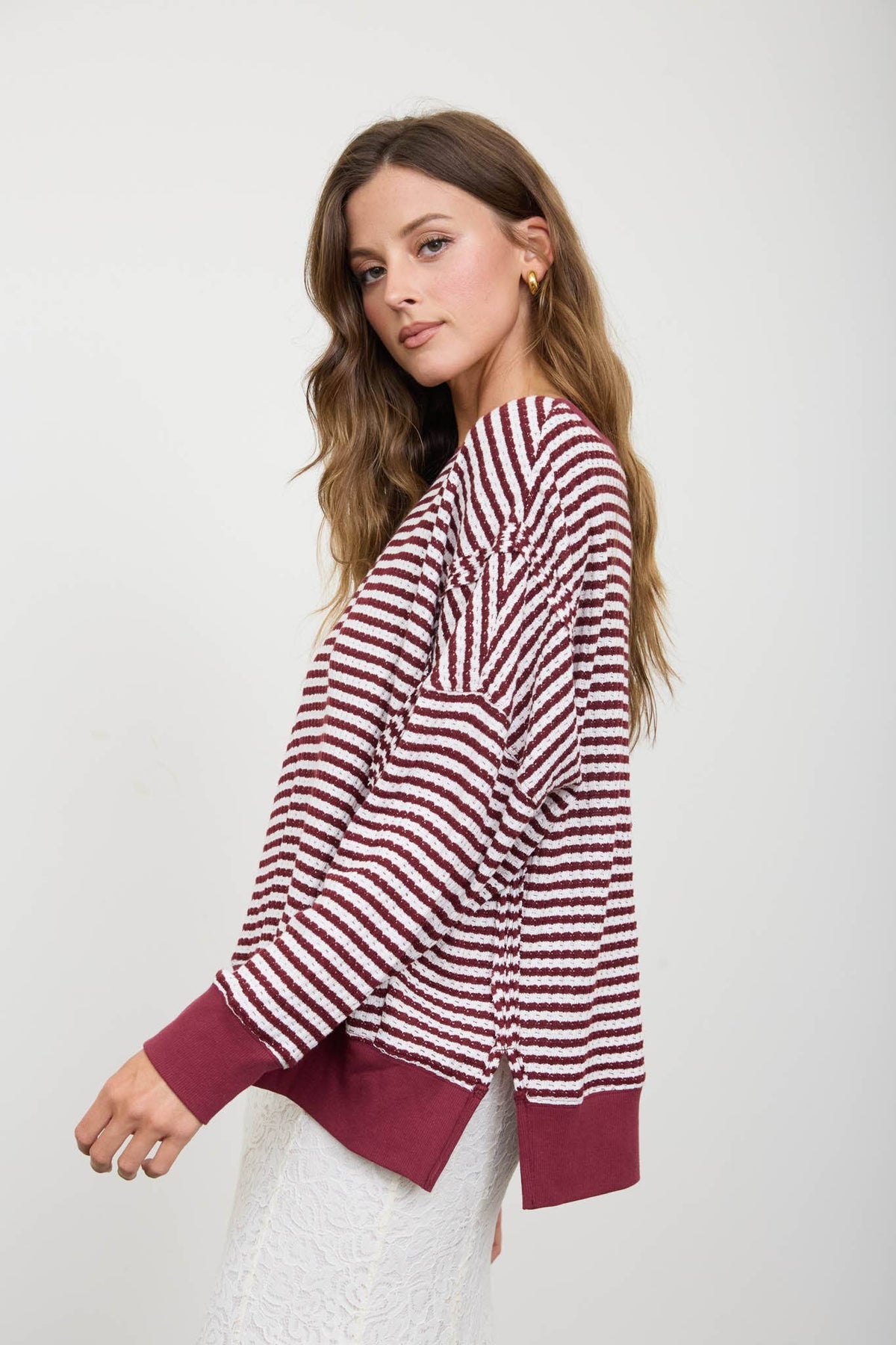Black striped Raw Hem