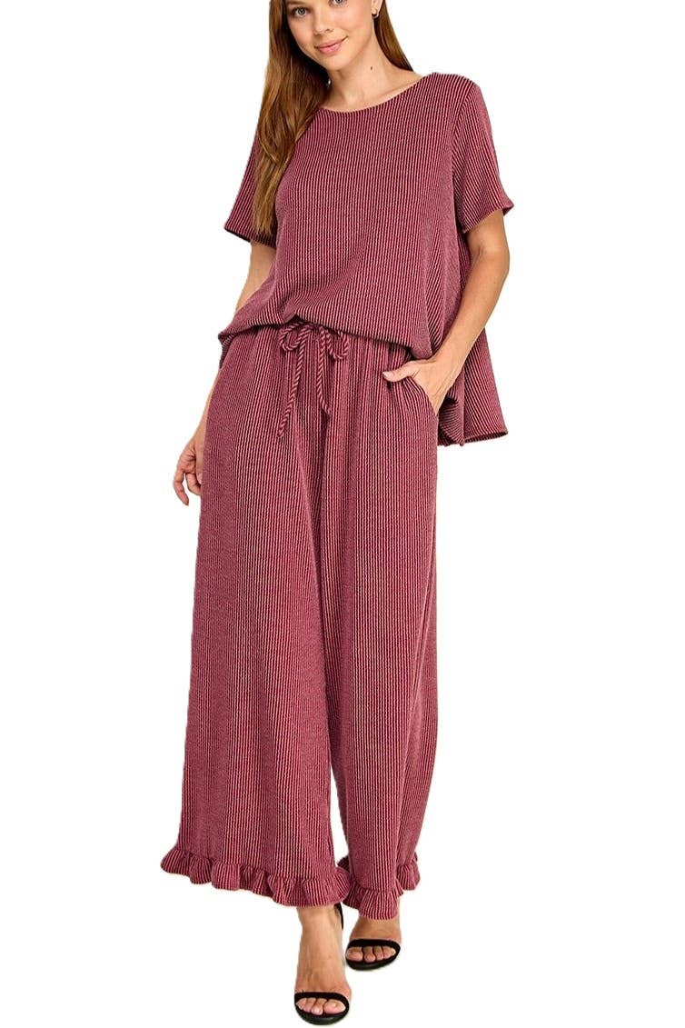 Solid Curly Rib Set: RUBY