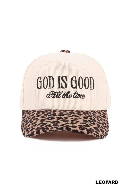 God Is Good All The Time Two Tone Corduroy Cap: LEOPARD / 1(ONE SIZE)