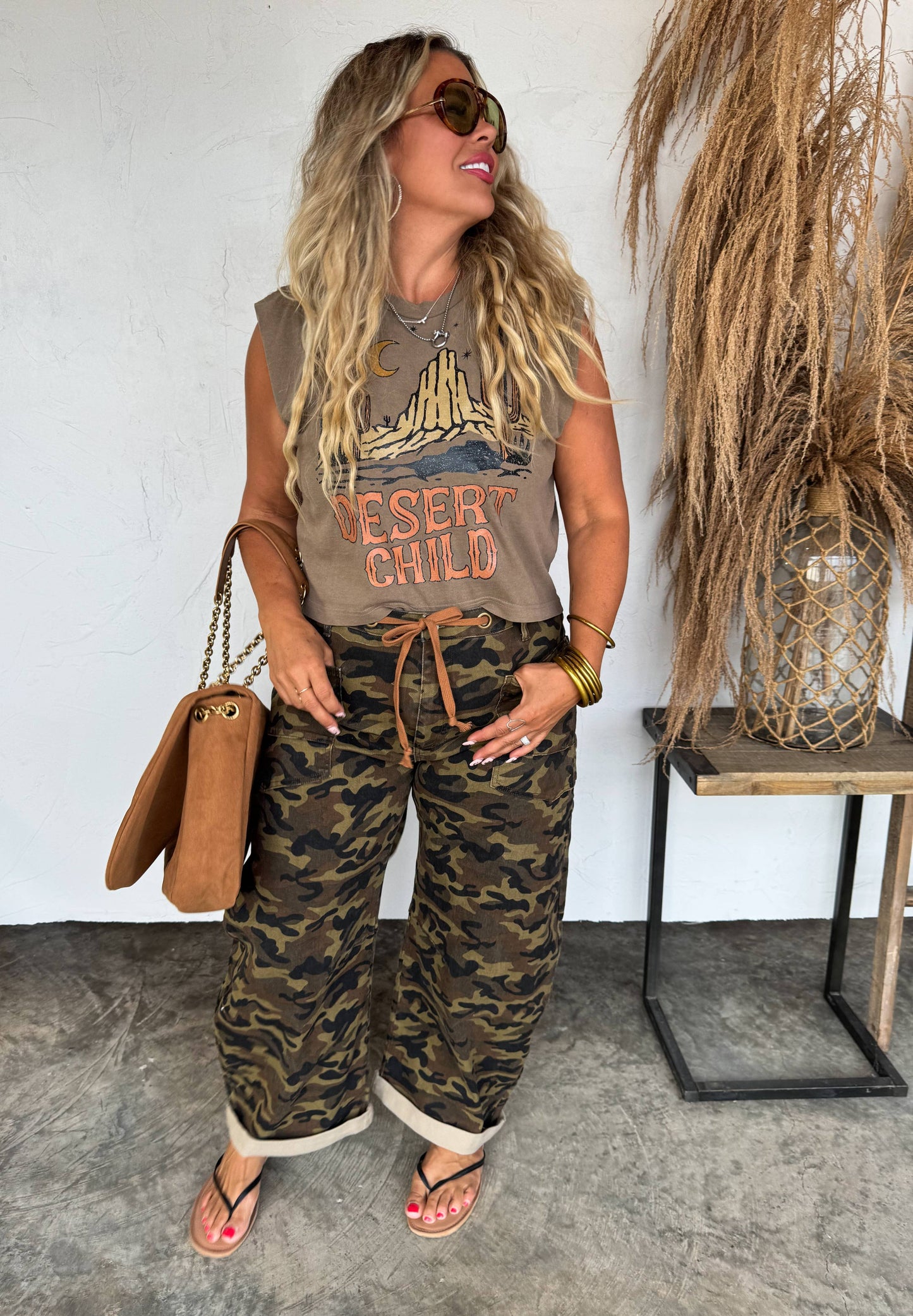 BROGAN CAMO BARREL JEANS: 2X