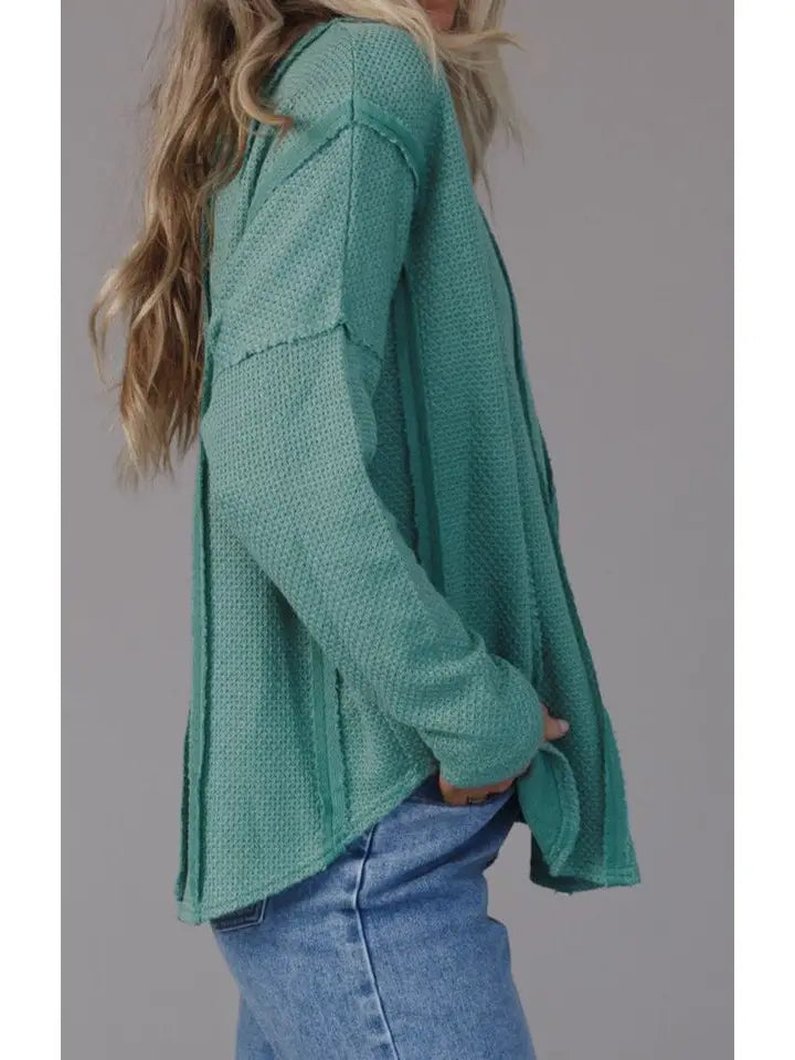 Reverse Seam Textured Knit Top