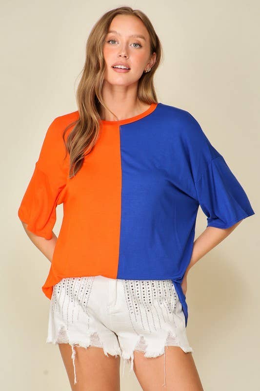 Game Day Multi Color Knit Top: BURGUNDY/WHITE