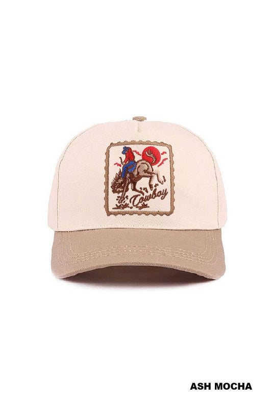 Cowboy Horse Two Tone Cotton Hat: ASH MOCHA / 1(ONE SIZE)