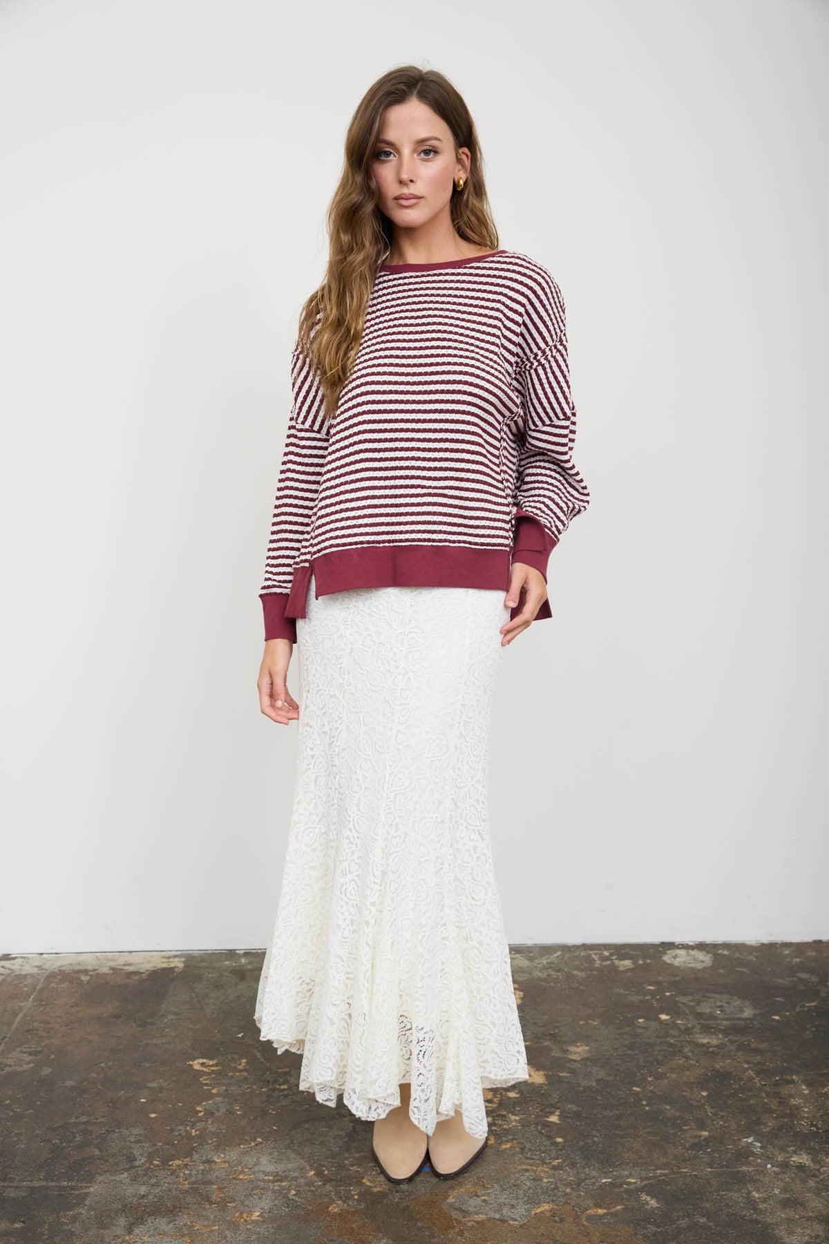 Black striped Raw Hem