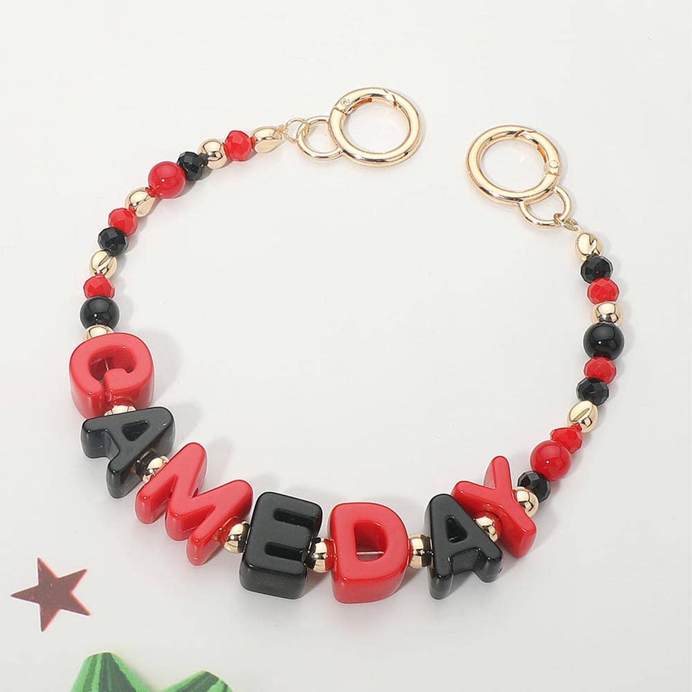 GAME DAY Letter Beaded Bag Charm Chain: Gold,Purple ,Yellow
