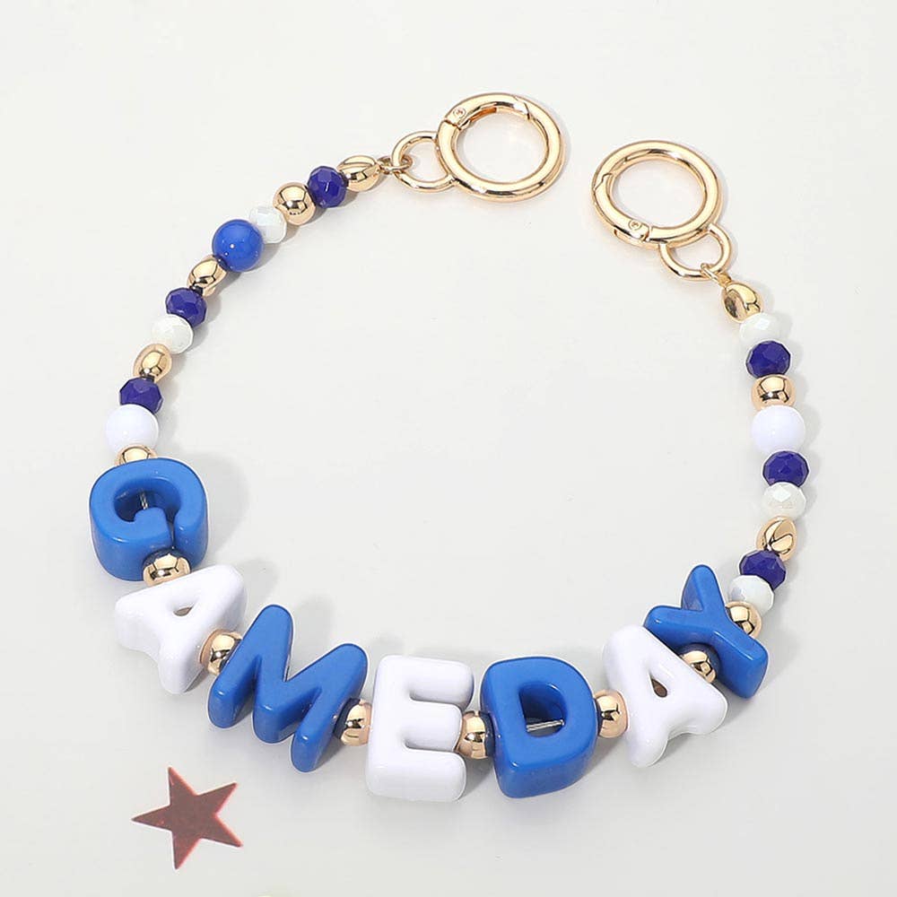 GAME DAY Letter Beaded Bag Charm Chain: Gold,Purple ,Yellow