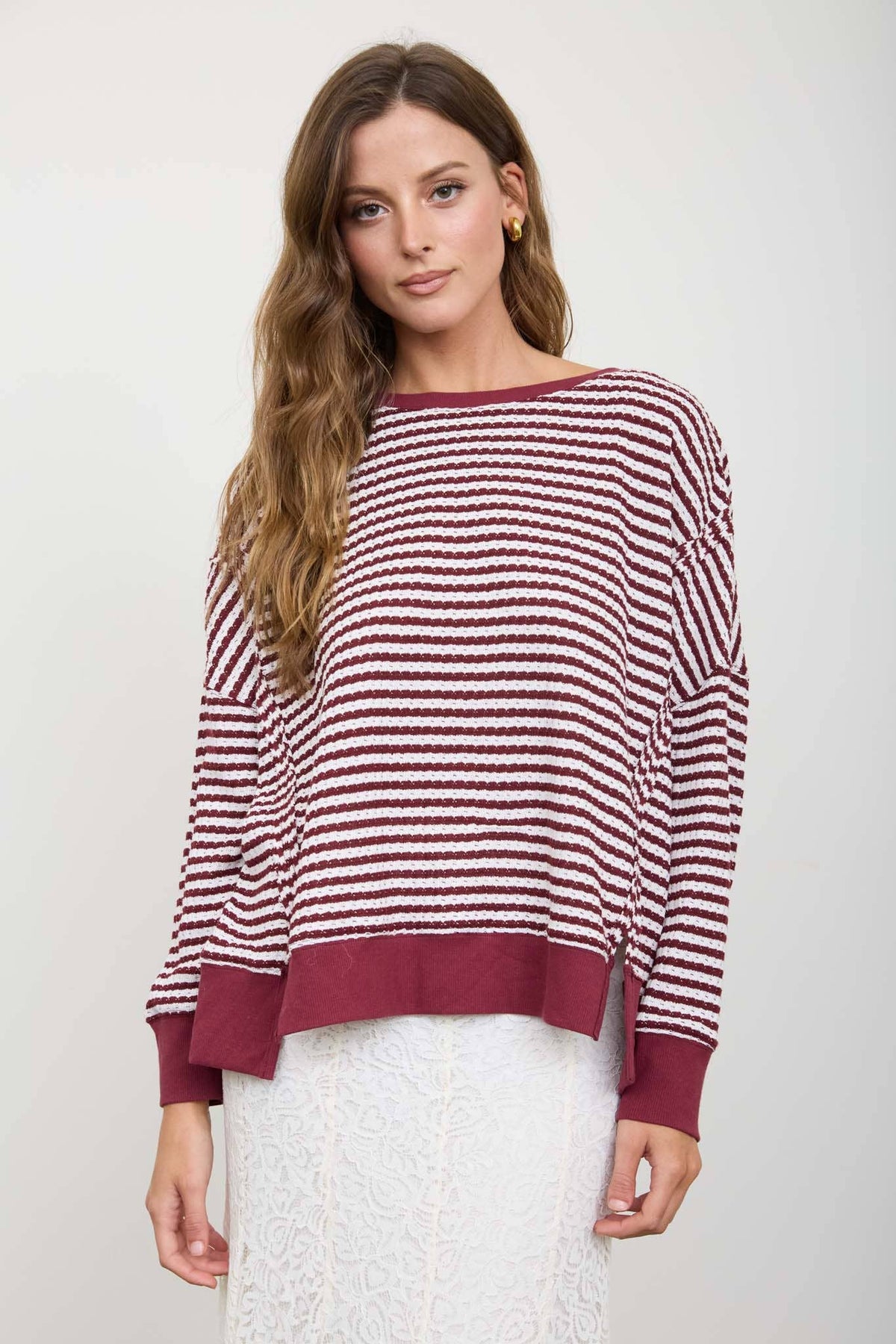 Black striped Raw Hem