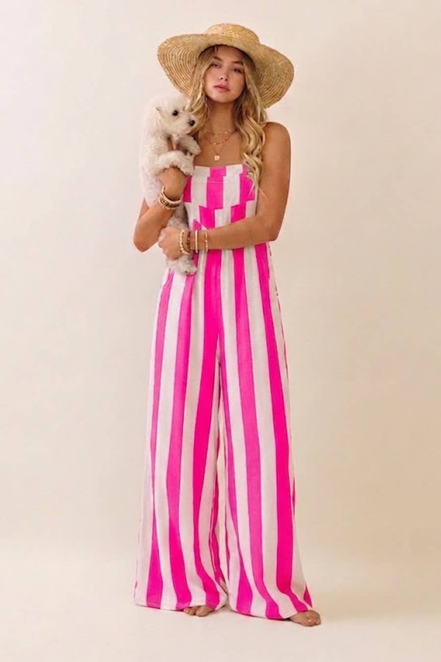 Pink Wide Leg Jumpsuit - CN