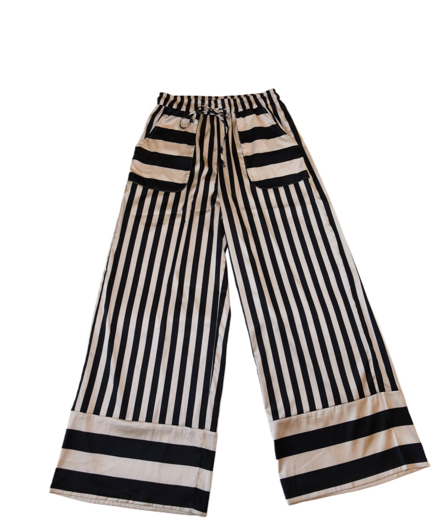 SATIN BLACK /TAN STRIPE PANT