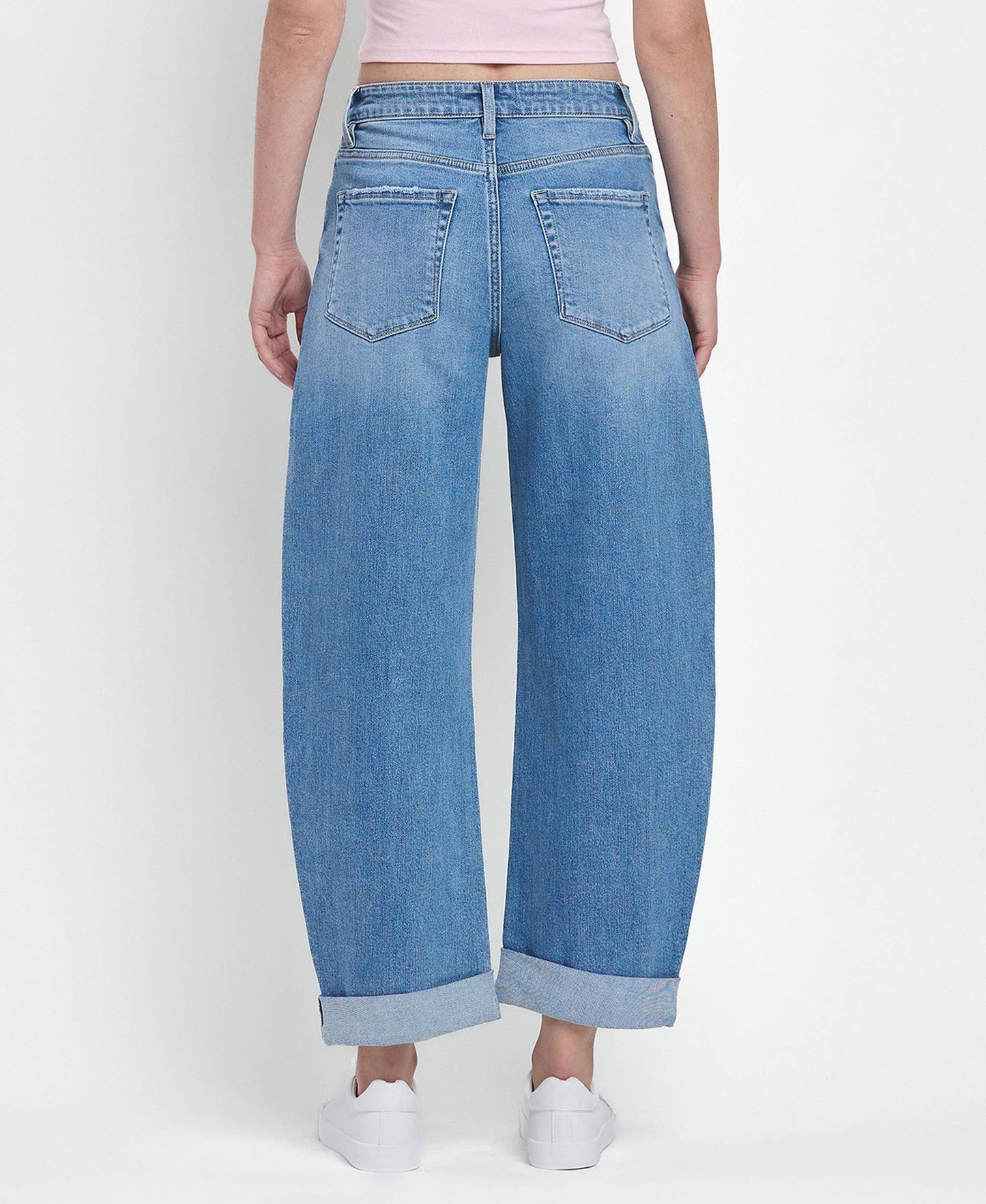 SUPER HIGH RISE DOUBLE CUFFED BARREL JEANS  WIND SANP