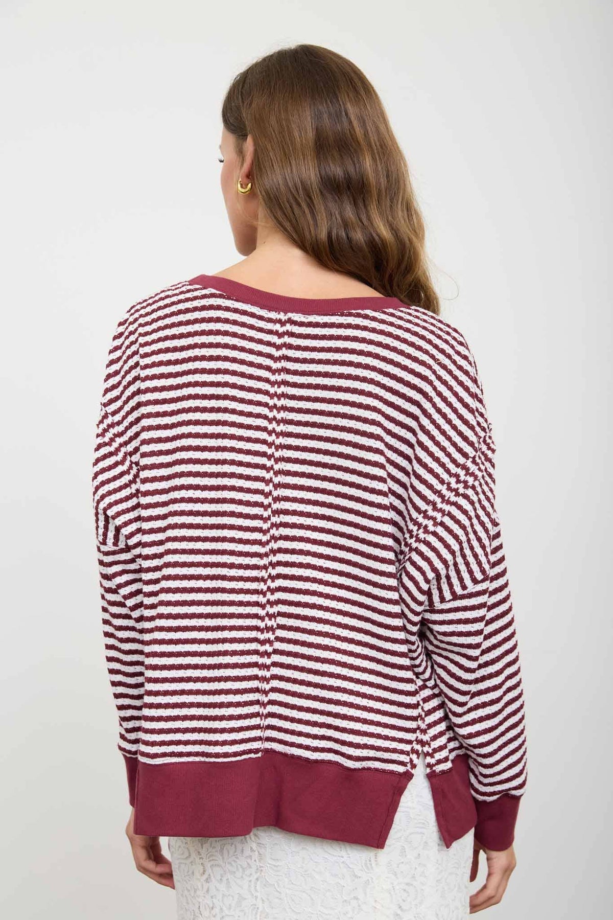 Black striped Raw Hem