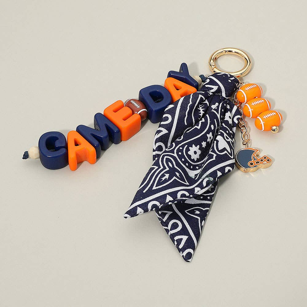 GAMEDAY Football Helmet Charm Bandana Fabric Scarf Keychain Bag Charm: Burgundy,White