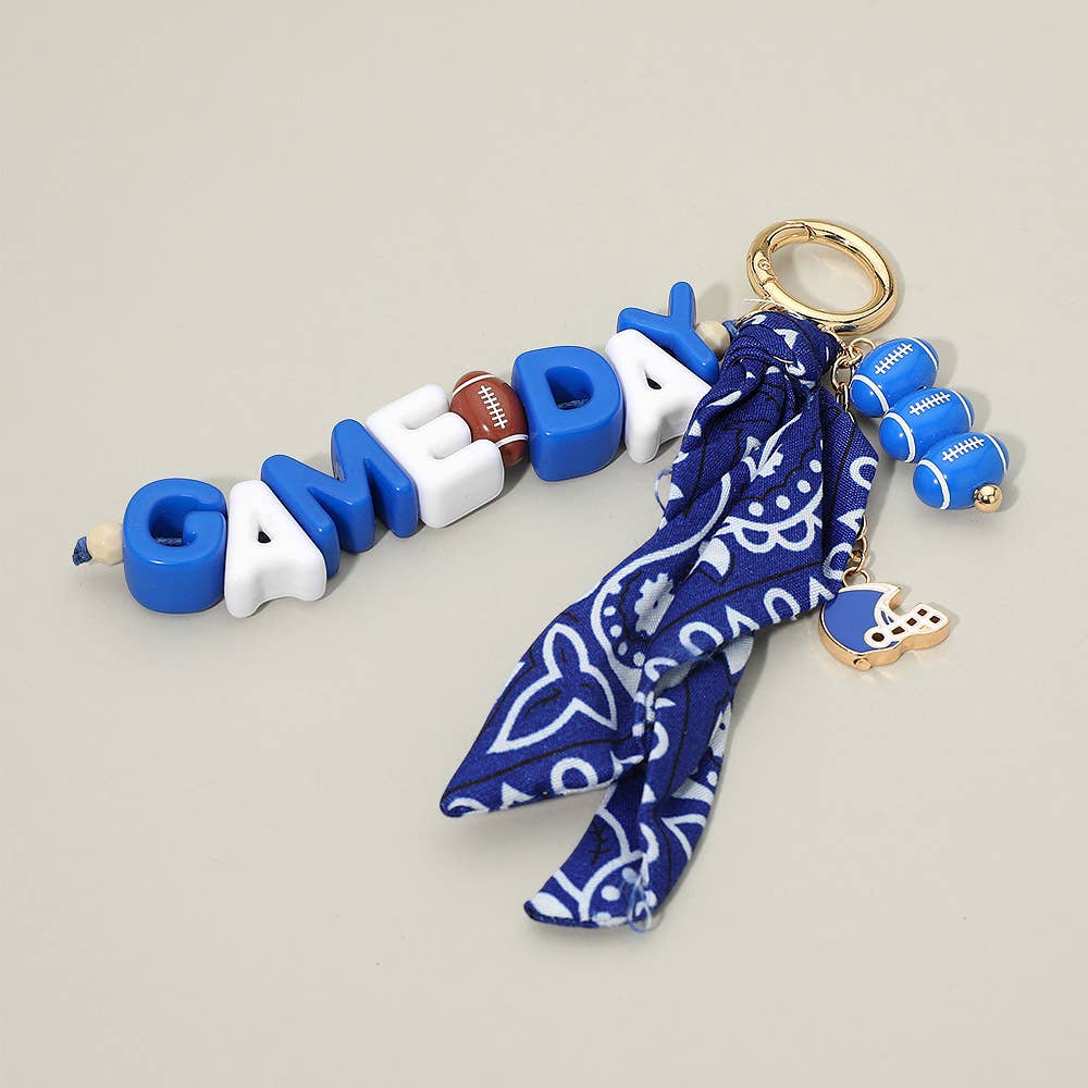 GAMEDAY Football Helmet Charm Bandana Fabric Scarf Keychain Bag Charm: Burgundy,White