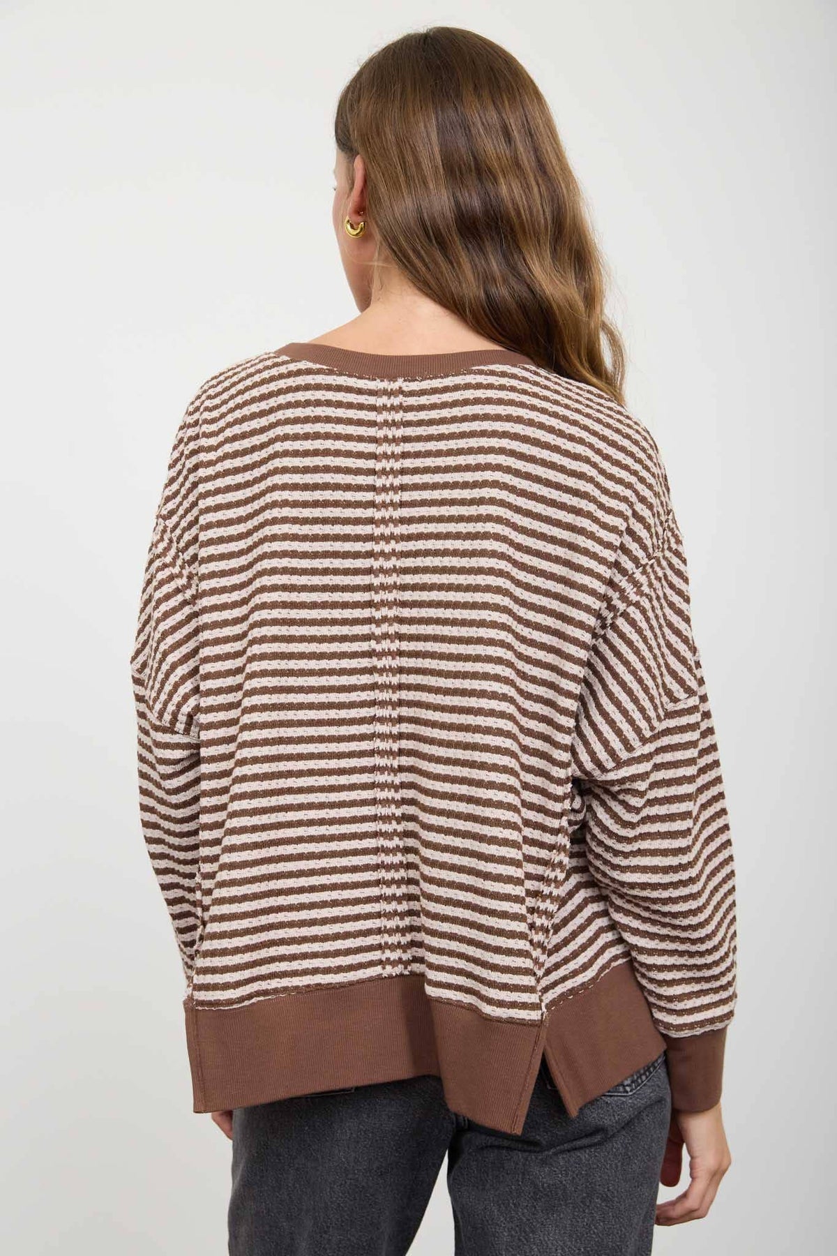 Black striped Raw Hem