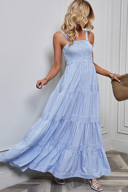Sleeveless Tank Top Striped Maxi Dress