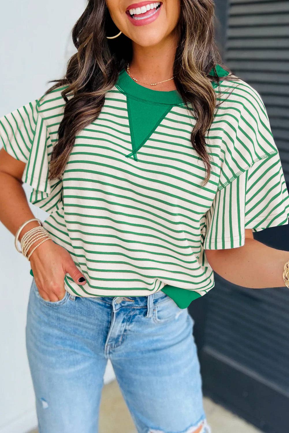 Green Contrast Top - CN