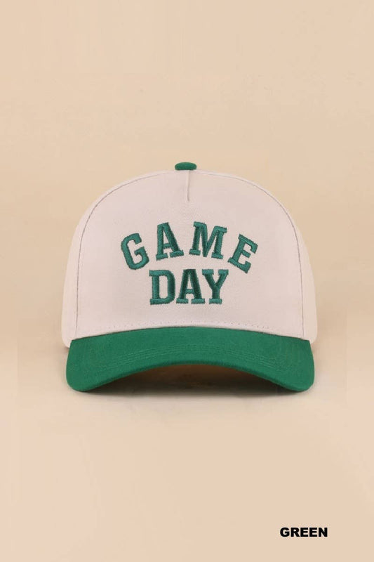 Game Day Two-tone Canvas Cotton Cap: GREEN (ONE SIZE)