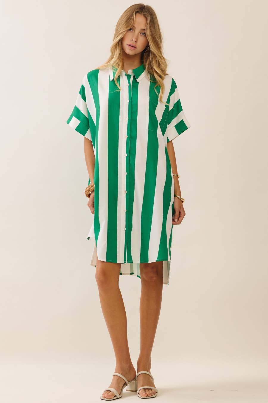 Green Striped Dress - CN