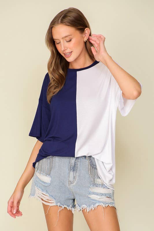 Game Day Multi Color Knit Top: PURPLE/YELLOW